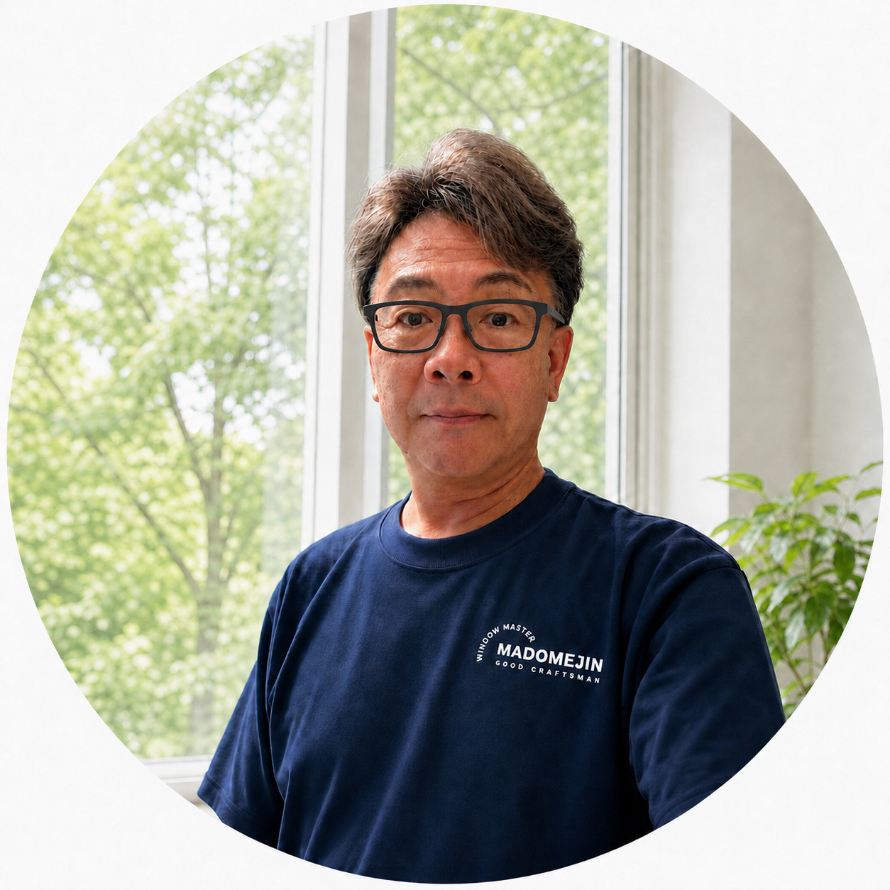 窓名人の代表者兼職人 長岡美記雄